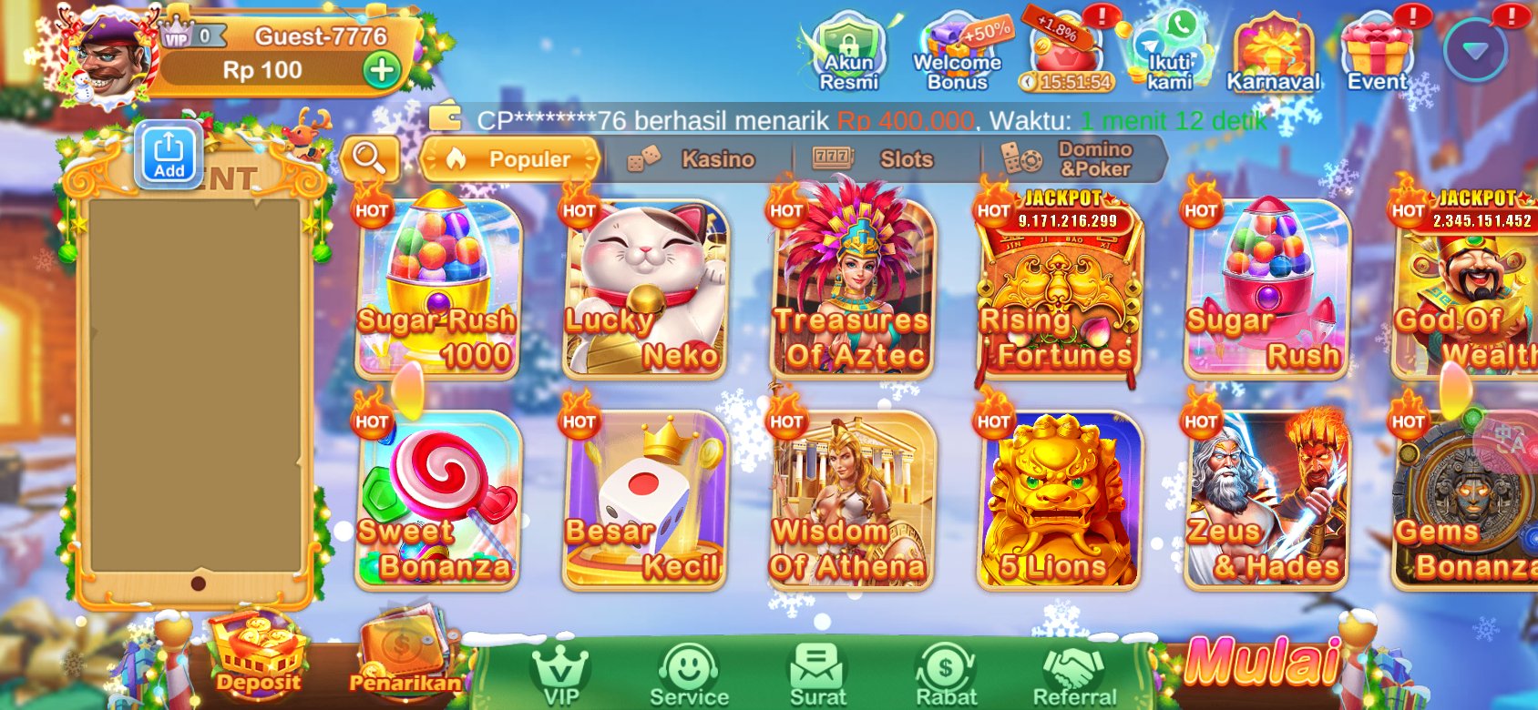 Permainan slot terbaik dengan jackpot hingga miliaran di K3K3 Apk 4 J 1767 C.